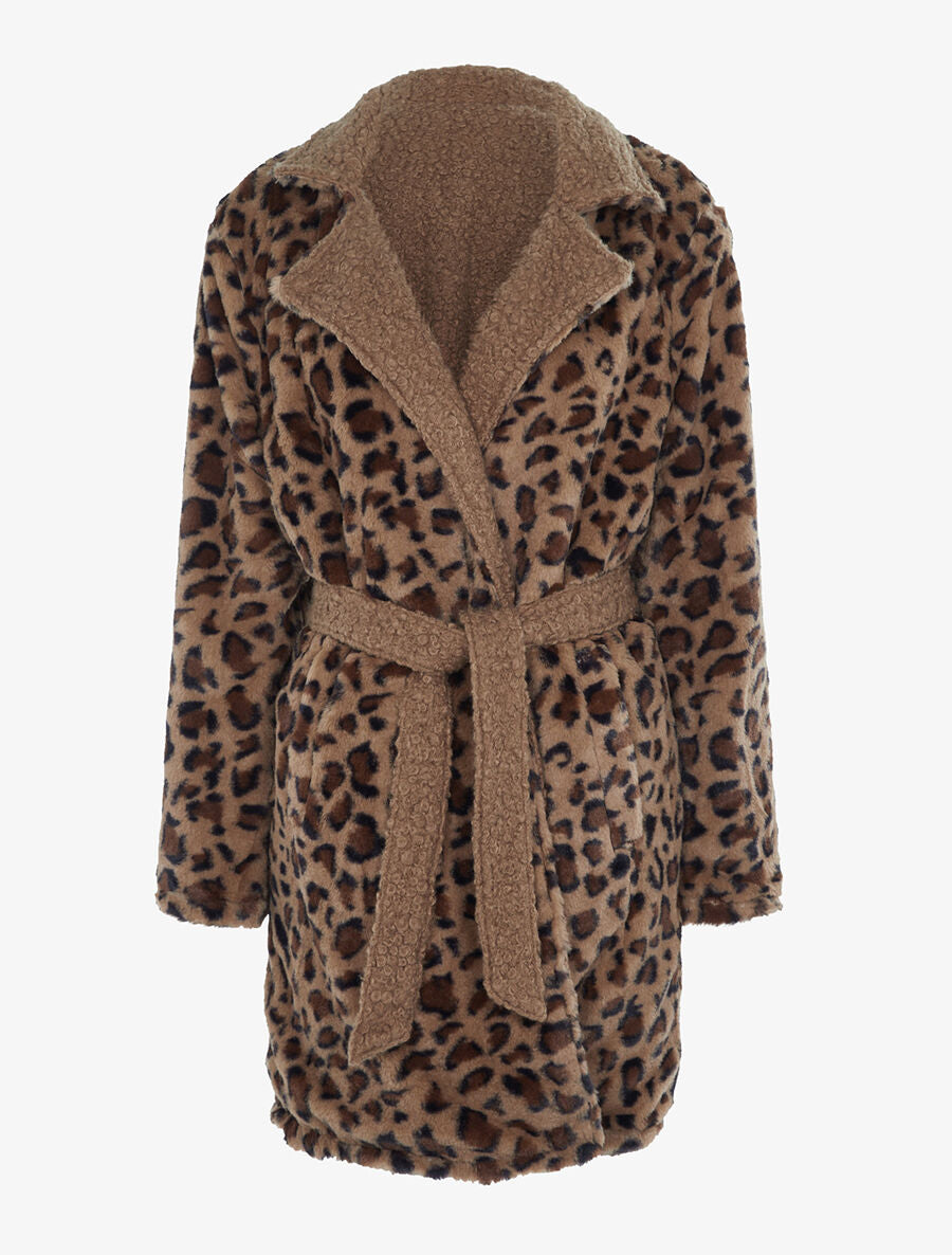 Manteau réversible effet laine bouclette - Camel clair - 3
