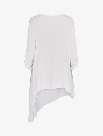 Tunique asymétrique grande taille - Blanc - 2