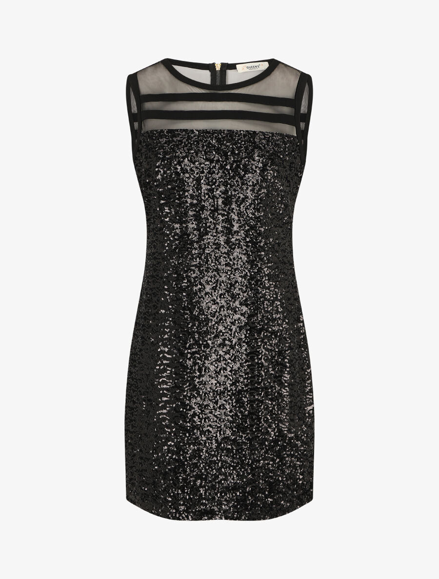 Robe droite à sequins - Noir - 1