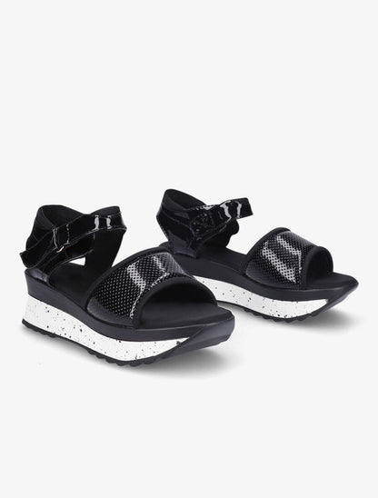 Nu-pieds compensés vernis - Noir - 4