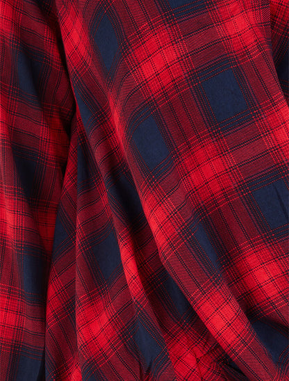 Top asymétrique imprimé carreaux - Rouge - 3