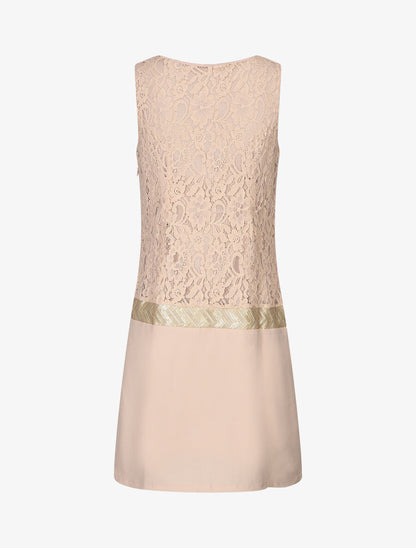 Robe courte en dentelle et sequins - Rose pâle - 2
