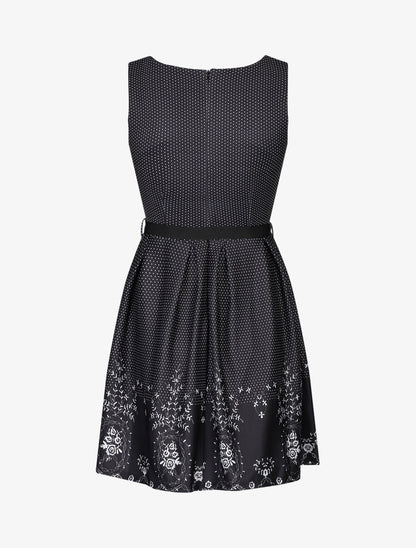 Robe patineuse à pois et fleurs - Noir - 2