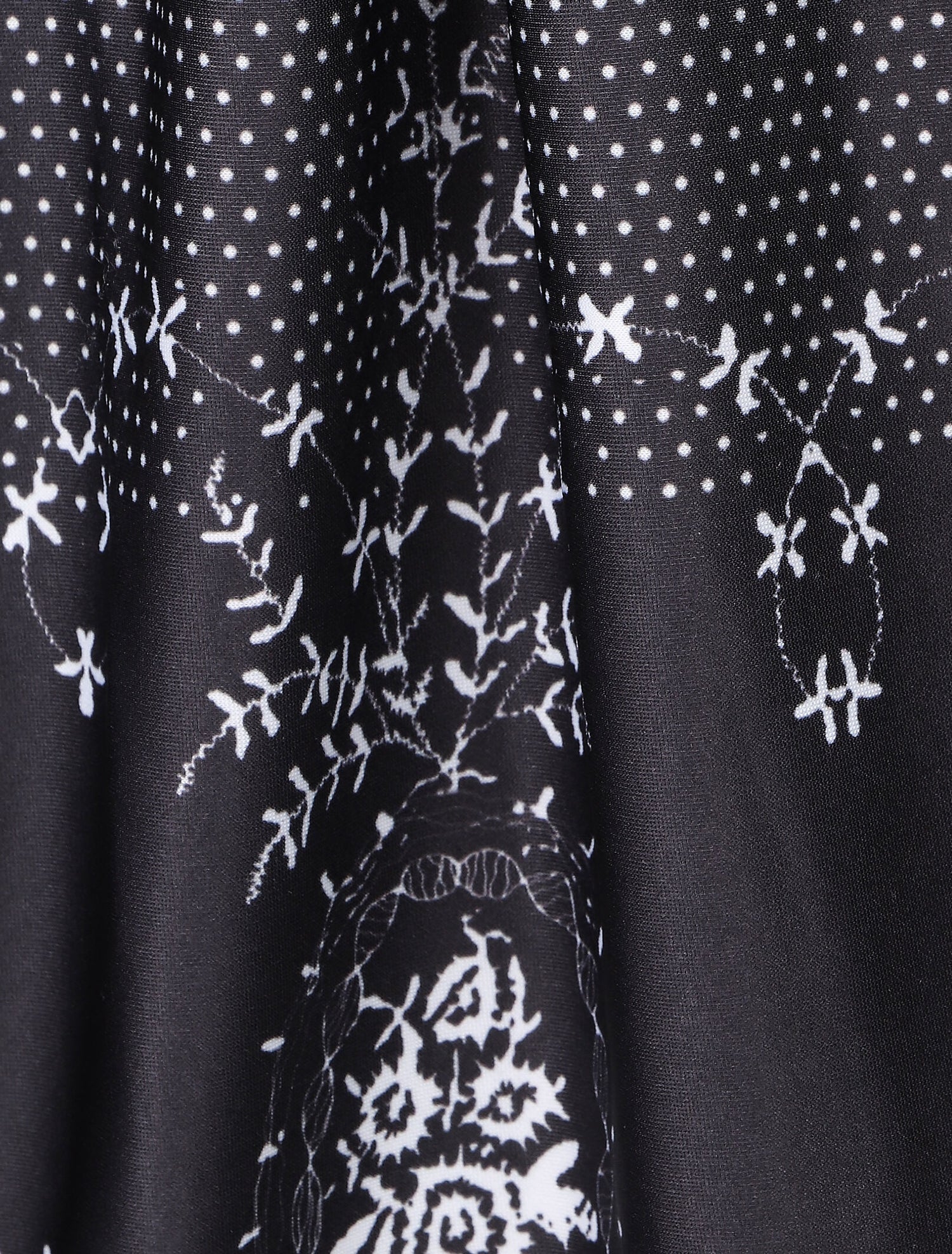 Robe patineuse à pois et fleurs - Noir - 3