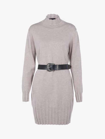 Robe-pull stretch coupe boule - Beige - 1