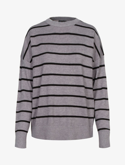 Pull coupe loose à rayures - Gris/noir - 3