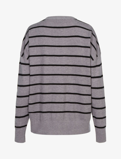 Pull coupe loose à rayures - Gris/noir - 2