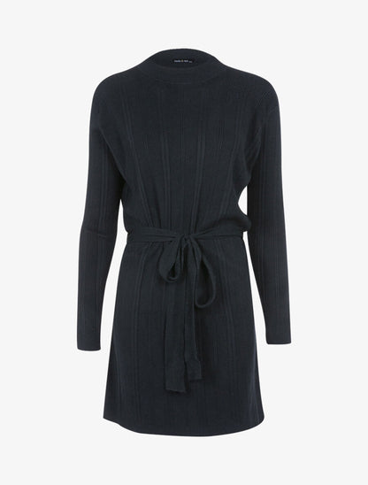 Robe pull ceinturée - Noir - 3