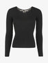 Pull côtelé à dos ajouré en crochet - Noir - 1