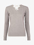 Pull à dos en V ouvert en crochet stylisé ajouré - Gris chiné - 1