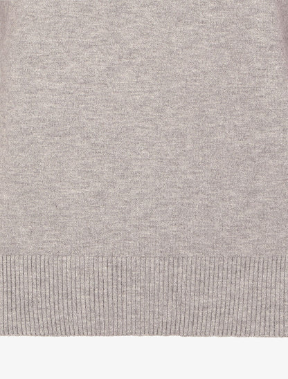Pull à dos en V ouvert en crochet stylisé ajouré - Gris chiné - 3