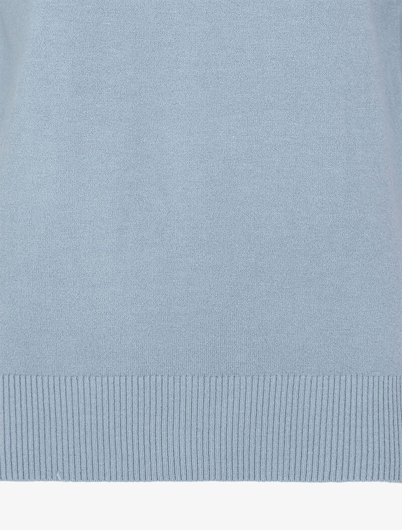 Pull à dos en V ouvert en crochet stylisé ajouré - Bleu - 3