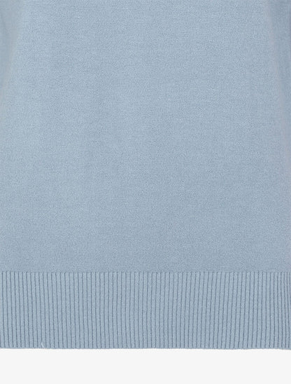 Pull à dos en V ouvert en crochet stylisé ajouré - Bleu - 3