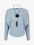 Pull à manches dolman et bords arrondis - Bleu - 1