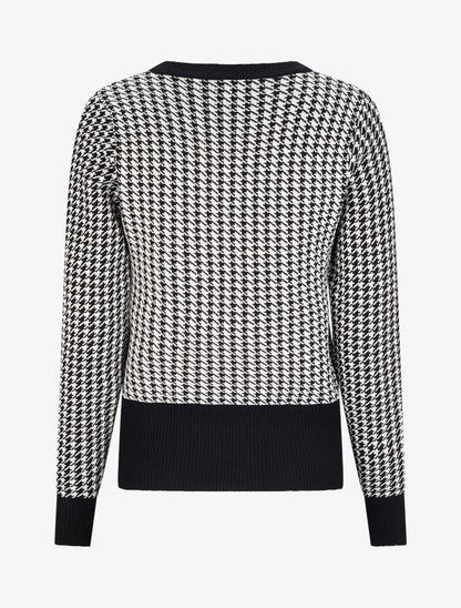 Pull imprimé pied-de-coq - Blanc/noir - 2
