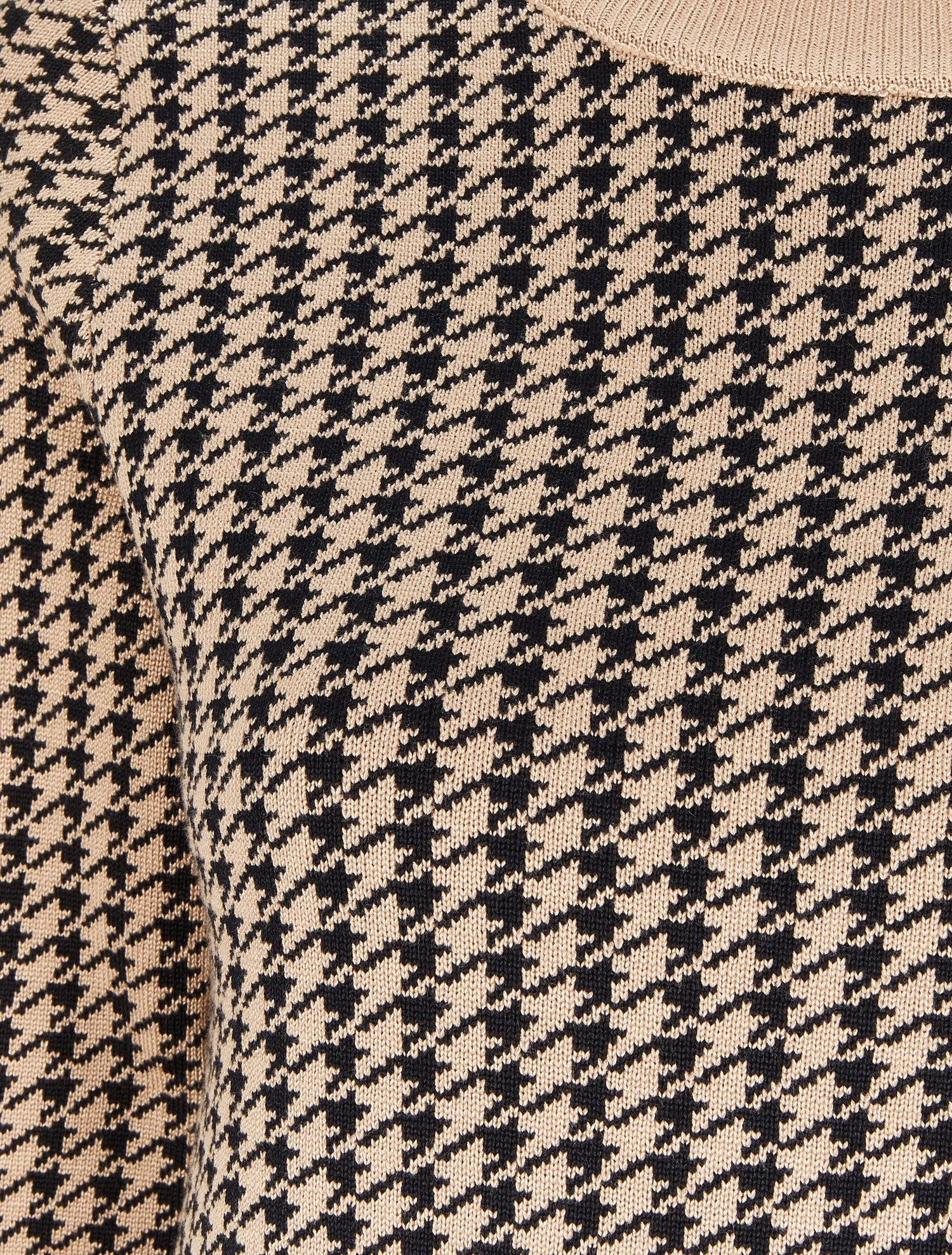 Pull imprimé pied-de-coq - Camel/noir - 3