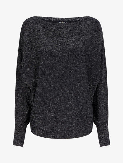 Pull fin oversize chauve-souris irisé - Noir - 1