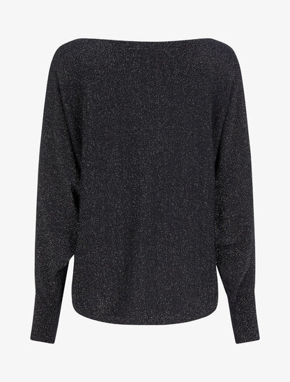 Pull fin oversize chauve-souris irisé - Noir - 2