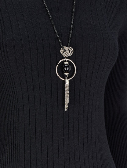 Pull côtelé à col V - Noir - 3