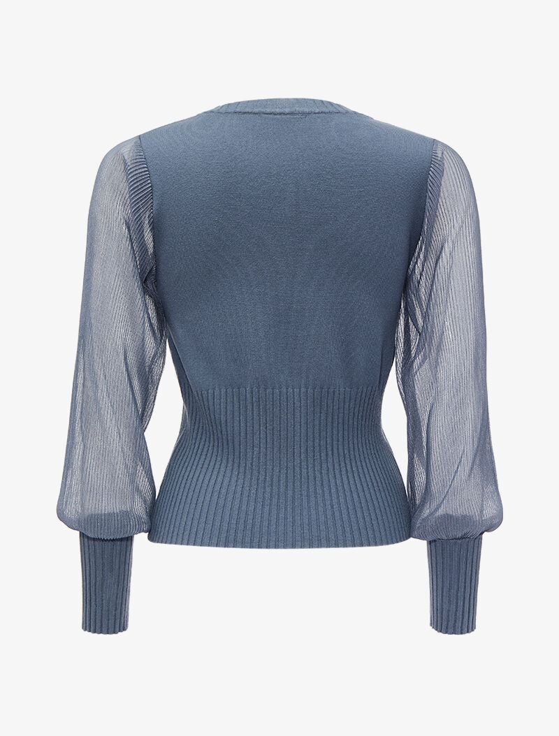 Pull à manches accordéon transparentes - Gris - 2