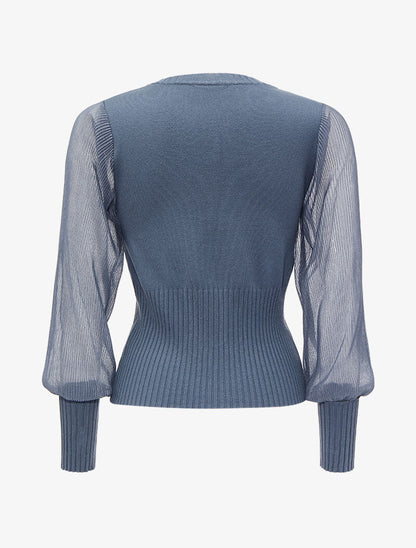 Pull à manches accordéon transparentes - Gris - 2