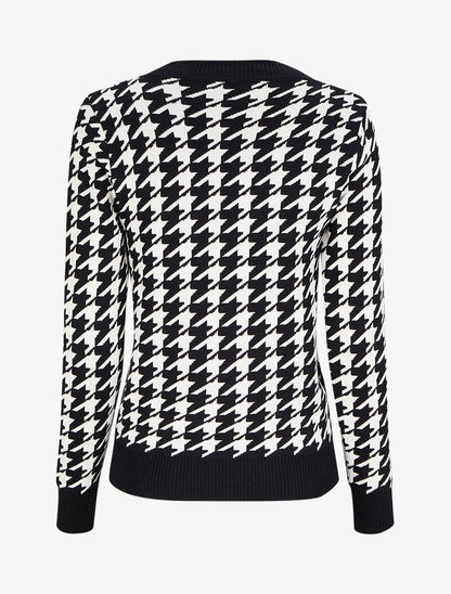 Pull col V à imprimé - Noir/blanc - 2