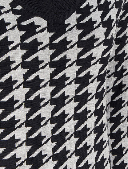 Pull col V à imprimé - Gris/noir - 3