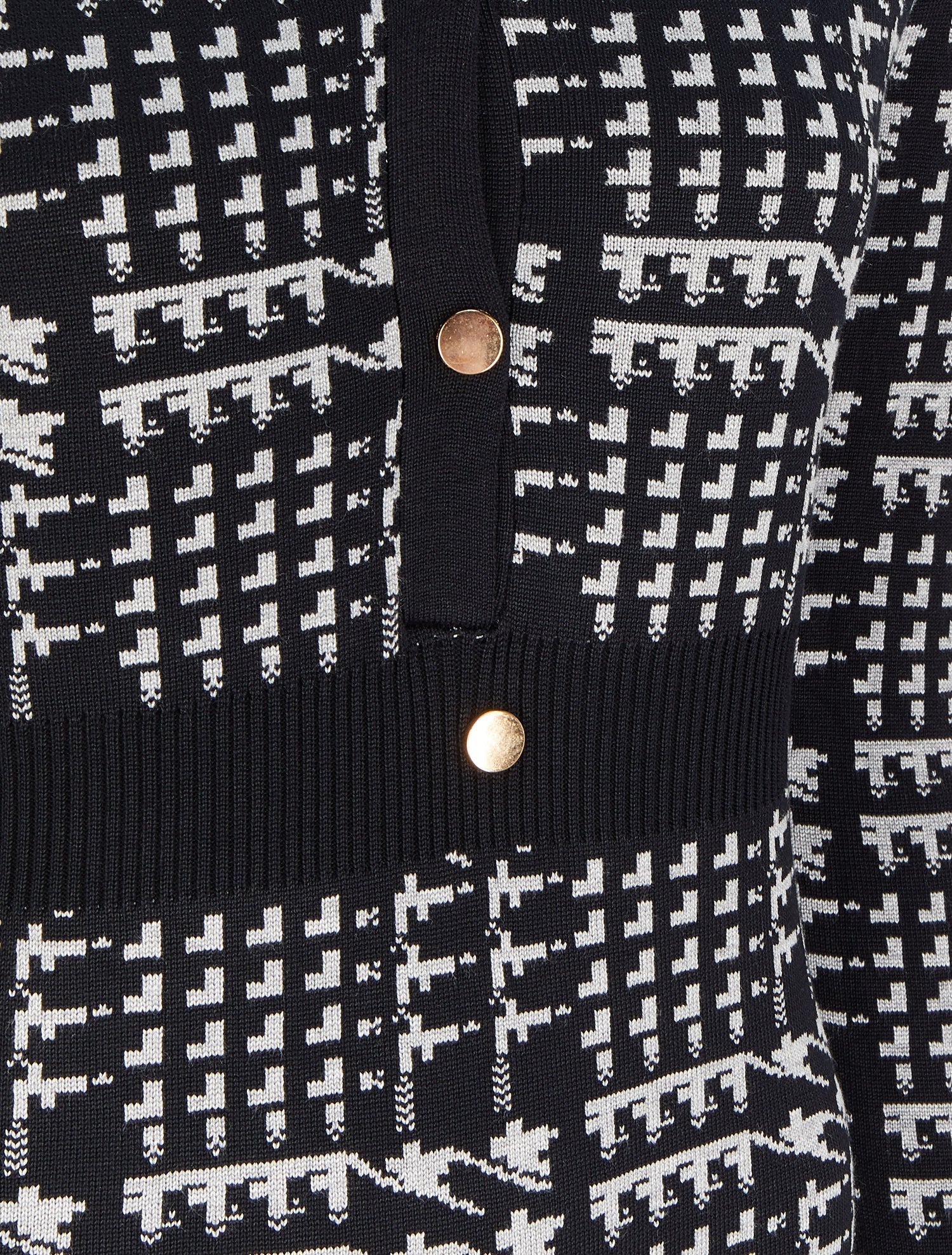 Robe mi-longue col V à imprimé graphique - Noir/gris - 3