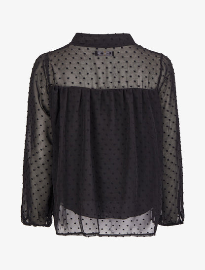 Blouse en plumetis à col mao - Noir - 2