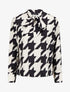 Blouse à col lavallière à imprimé pied de coq - Noir - 4