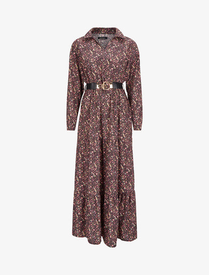 Robe longue bohème à imprimé fleuri - Prune - 1