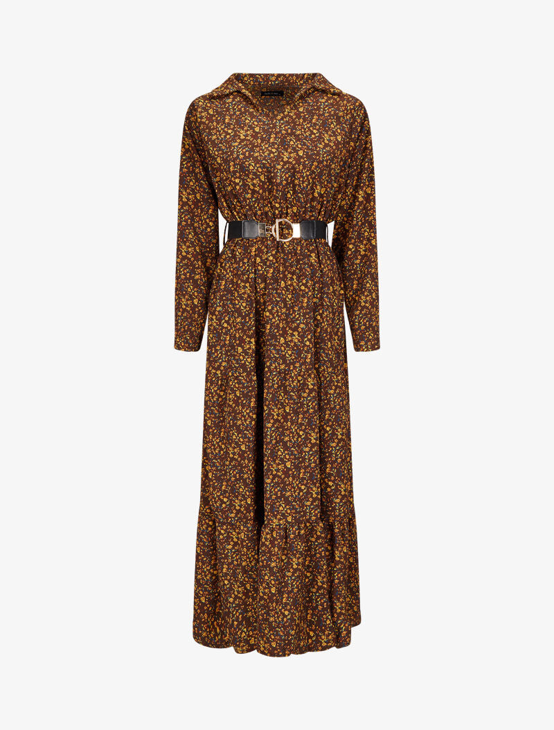 Robe longue bohème à imprimé fleuri - Marron - 1