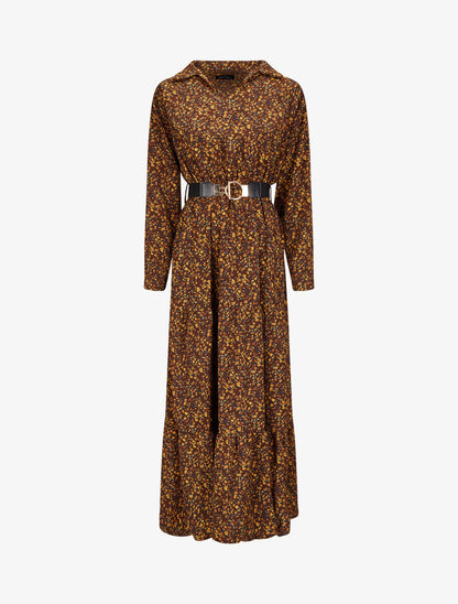Robe longue bohème à imprimé fleuri - Marron - 1