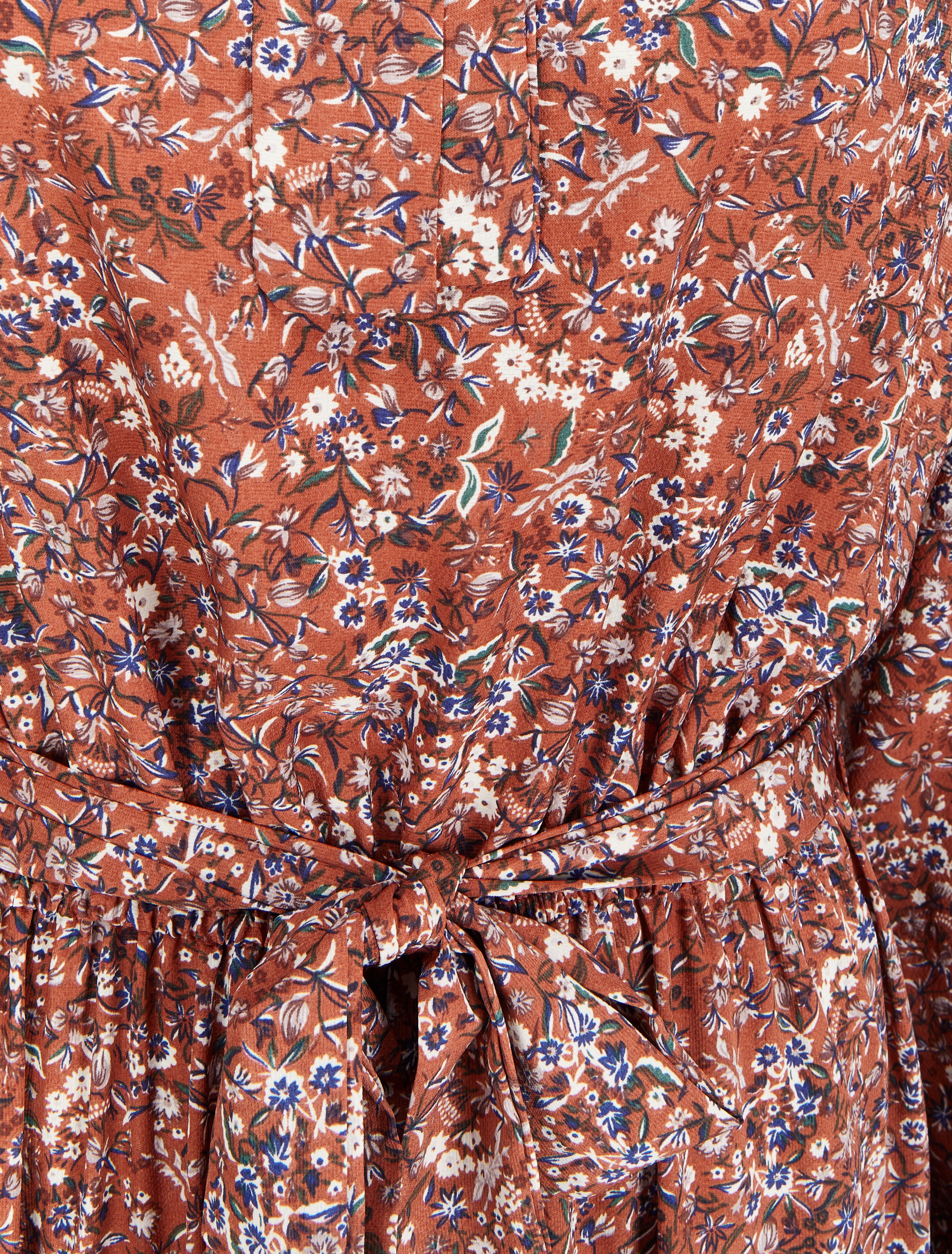 Robe longue à imprimé fleurs sauvages - Marron - 3