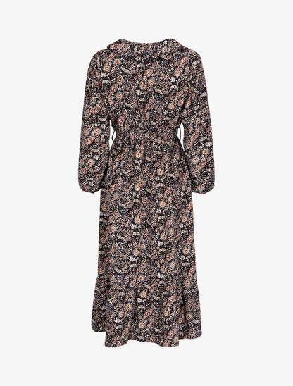 Robe longue volantée à imprimé cachemire - Noir - 2