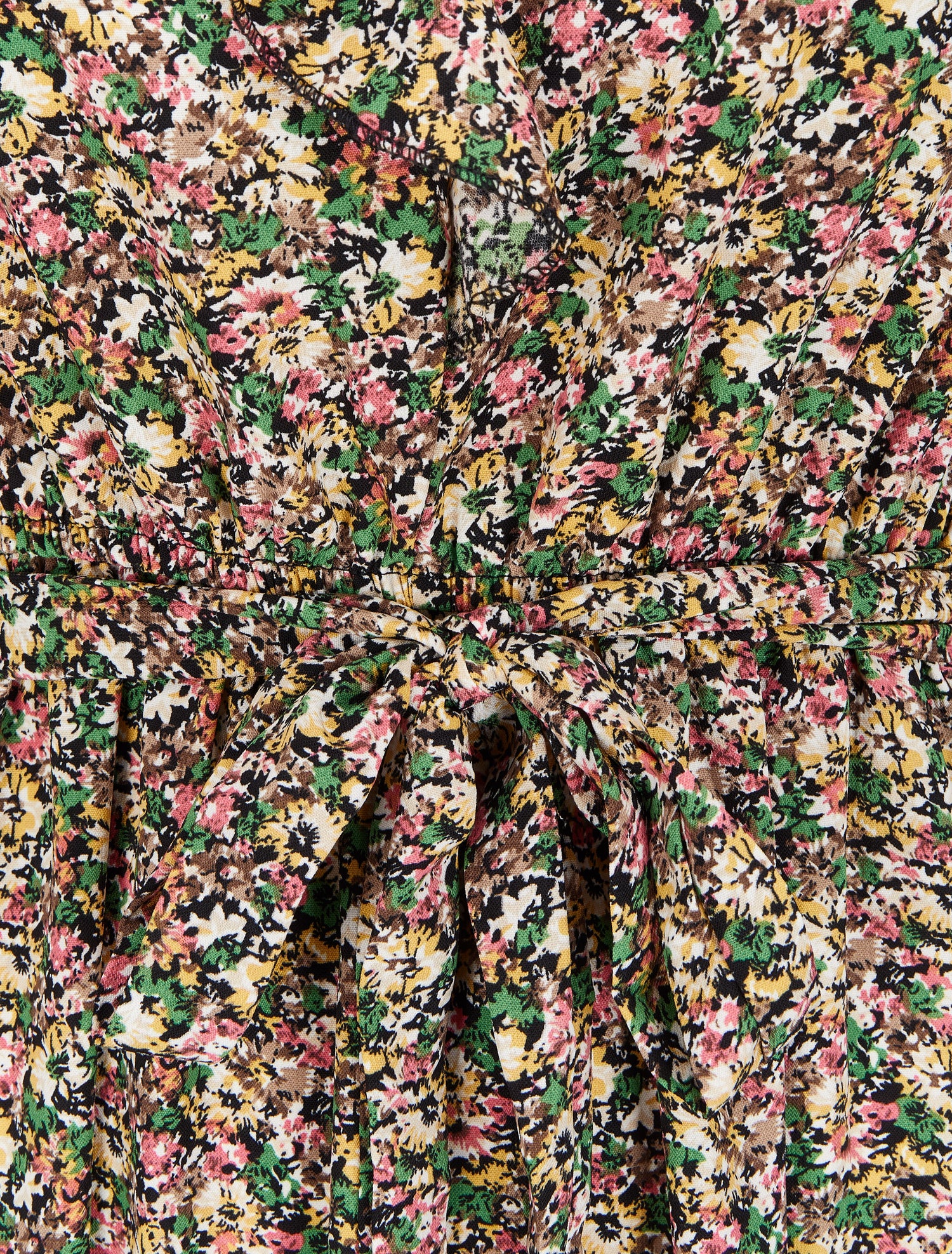 Robe imprimé fleuri à col V volanté - Vert - 3