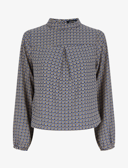 Blouse à motifs graphiques - Bleu - 1