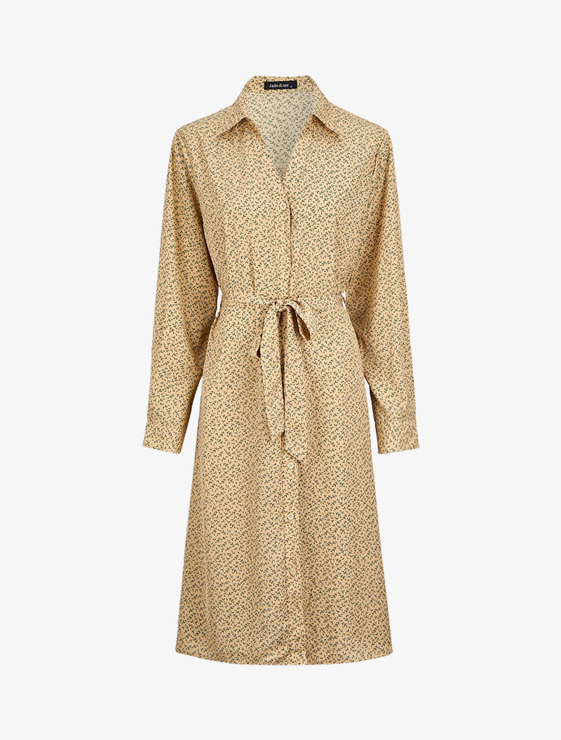 Robe chemise à imprimé feuilles d&