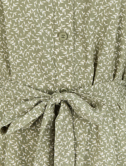 Robe chemise à imprimé feuilles d&