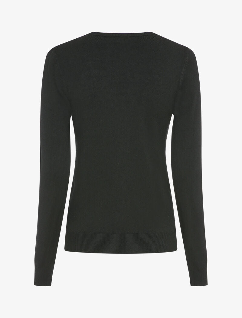 Pull à col V en dentelle - Noir - 2