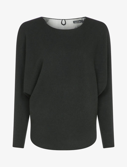 Pull chauve-souris avec dentelle au dos - Noir - 4