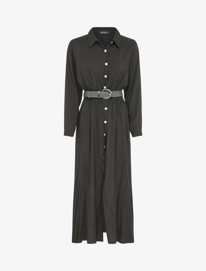 Robe longue à plis accordéons - Noir - 4