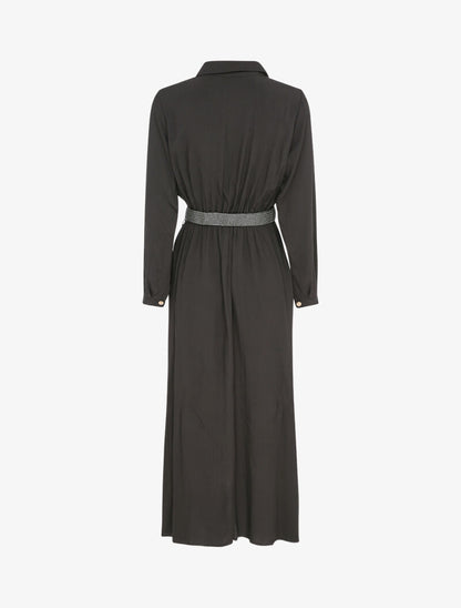 Robe longue à plis accordéons - Noir - 2