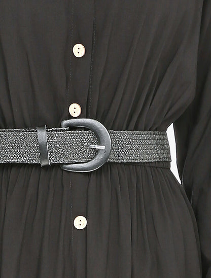 Robe longue à plis accordéons - Noir - 3