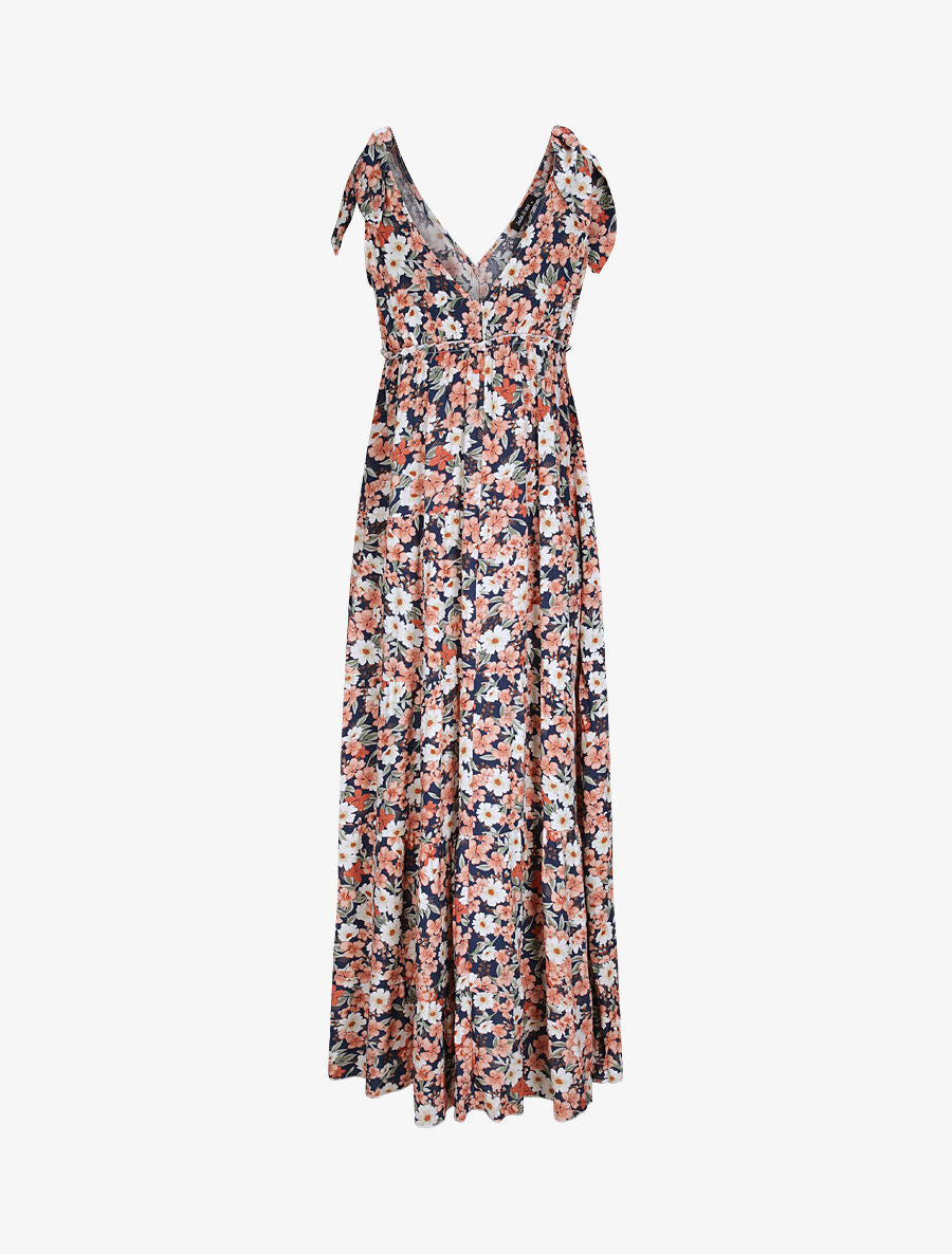 Robe longue à imprimé fleuri - Marine - 2