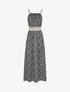 Robe longue à motifs fleuris et taille brodée - Noir - 1