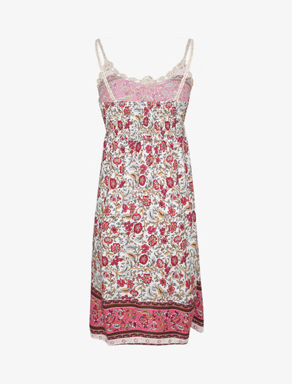 Robe constratée imprimé floral et graphique - Blanc - 2