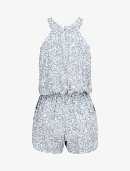 Combishort à imprimé floral - Bleu ciel - 2