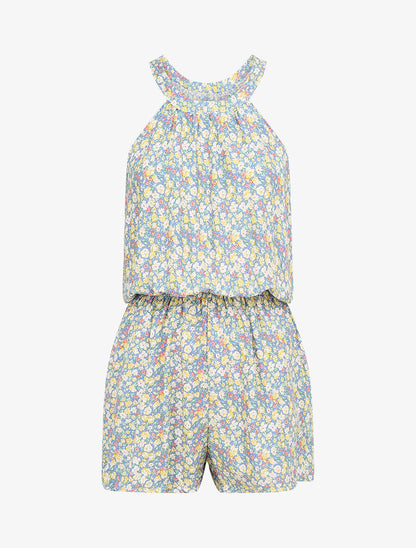 Combishort à imprimé floral - Bleu - 1