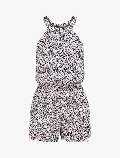 Combishort à imprimé floral - Bleu nuit - 1
